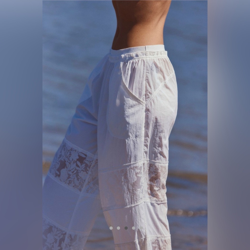 NWT Free People Counting Stars Pants White Nylon - Picture 3 of 7